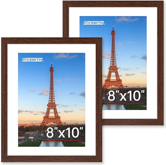 FIXSMITH Brown 8x10 Picture Frame Set of 2, Collage for Tabletop or Wall Display