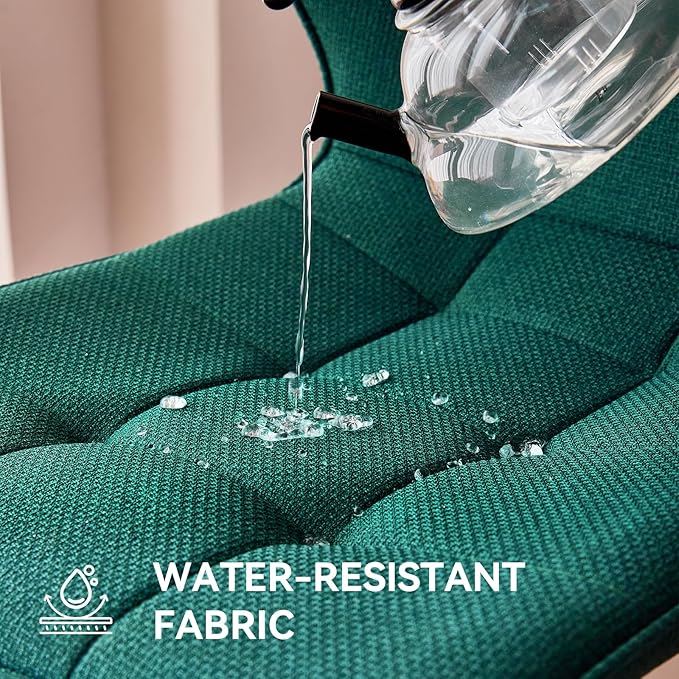 47" Round Dining Room Table Set for 4, [Fanned Base] [1.38" Thick Top] Wood Kitchen Table with 4 Water-Resistant Fabric Dining Chairs