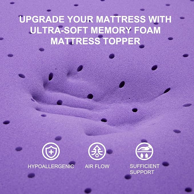 SINWEEK 4 Inch Gel Memory Foam Mattress Topper Ventilated Soft Pressure Relieve Mattress Pad, Breathable Bed Topper, CertiPUR-US Certified, Full Size