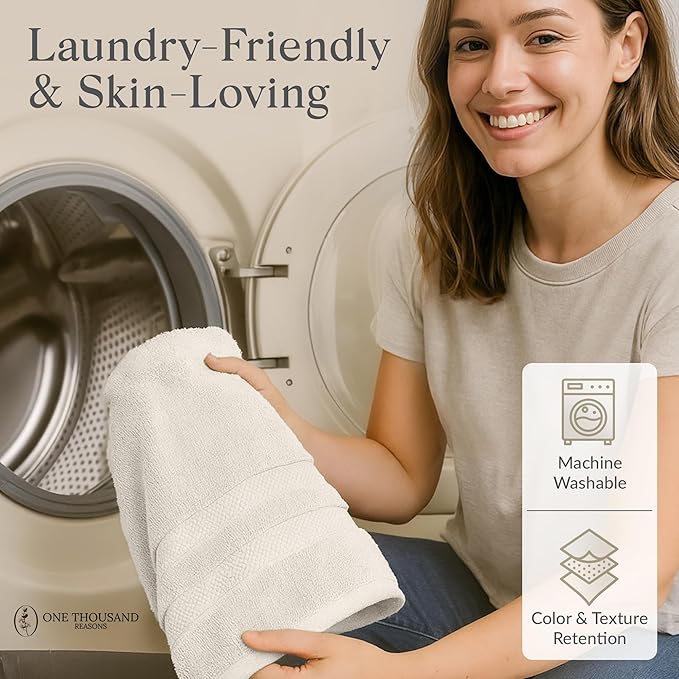 Zero Twist Bathroom Towel Set - Luxury Bath Towel Sets for Bathroom, Hands, and Washcloths - Quick Dry and Absorbent - 6 Pieces, 3 Stripe, Sand