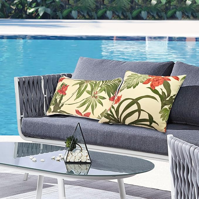Outdoor Throw Pillows - Decorative Pillows with Insert Included Set of 2 Outdoor Pillows for Patio Furniture 18x18 Inch