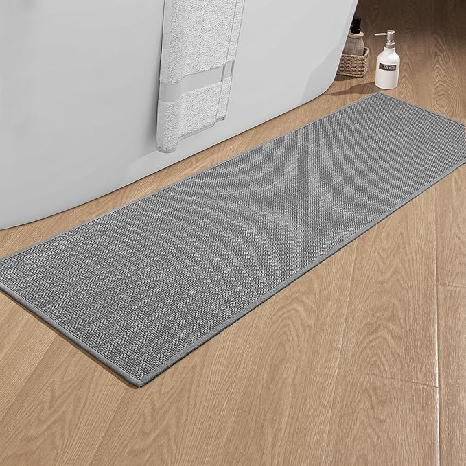 chakme Bathroom Rugs Mat 59x17, Ultra Thin Non Slip Bath Mat Runner Quick Dry Absorbent Bath Mat for Bathroom Floor, (Dark Grey, 59"x17")