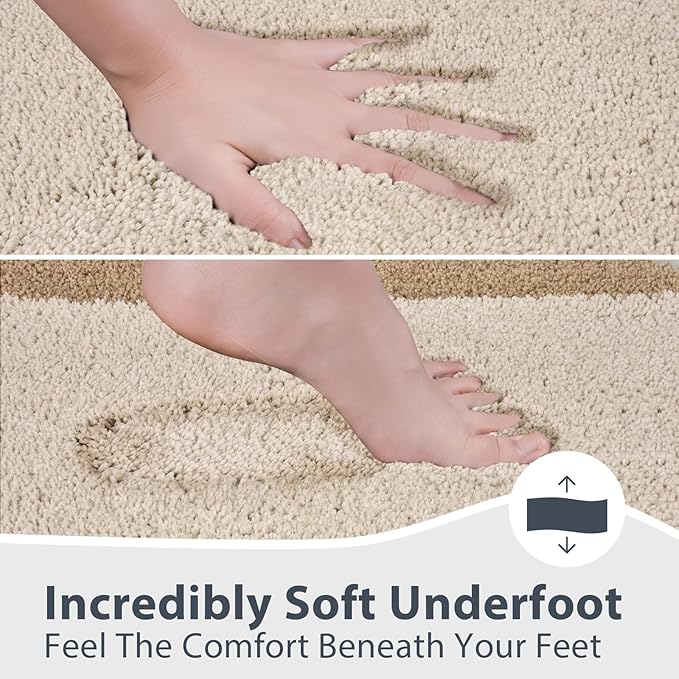 Bathroom Rugs 30" x 46", Non-Slip Extra Soft Absorbent Bath Rugs, Machine Washable Quick Dry Bath Mats for Bathroom Floor, Shower, Bathtub and Sink, Beige & Grayish Brown