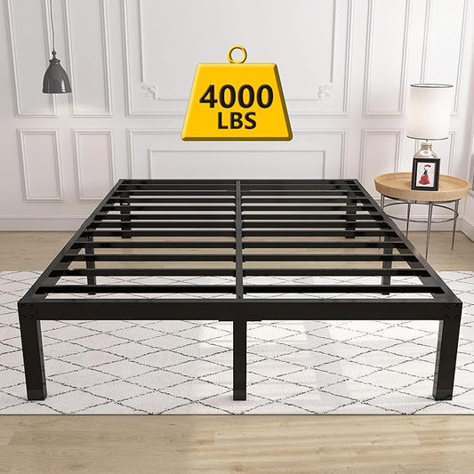 14 Inch 4000lbs Heavy Duty Support Basic Bed Frame/Mattress Foundation/Box Spring Replacement/Steel Slat Platform/Easy to Assemble/with Storage/Noise Free, King