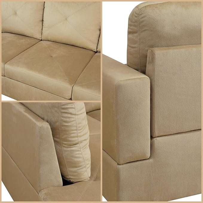 L Shaped Couch, Modular Sectional Sofa with Chaise, Modern Modular Sofas Furniture Sofa Couches for Living Room/Apartment/Office/Bedroom, Beige