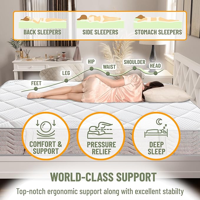 Ottomanson Twin XL 12” Hybrid Mattress - Rock Salt Infused Quilted Cover - Made in USA - Medium-Firm Support - Individually Pocketed Coils & CertiPUR-US Foam - Fiberglass-Free - Bed in a Box