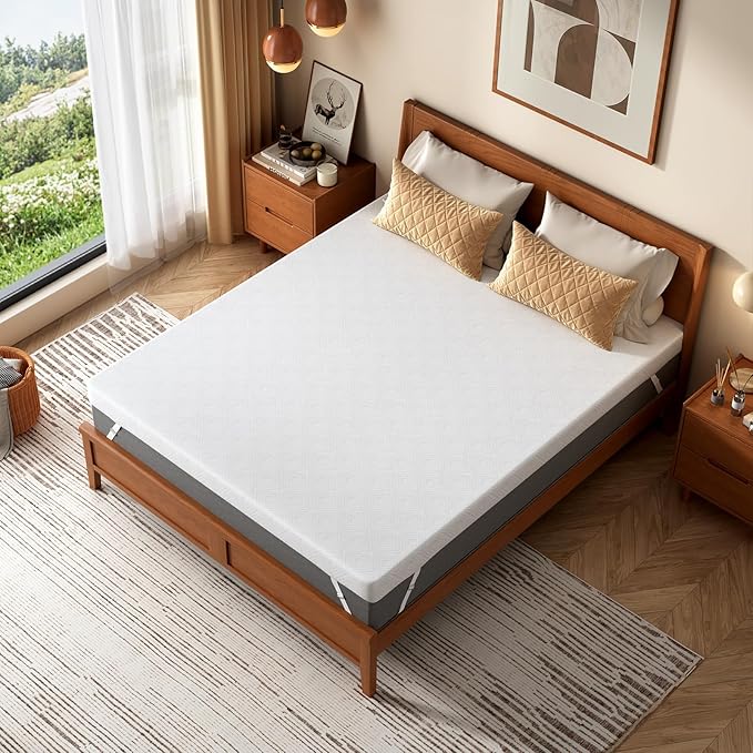 BedsPick King Mattress Topper, 2 Inch Gel Memory Foam Mattress Topper, with Soft Cover, Pressure-Relieving Bed Topper, Non-Slip Design, CertiPUR-US Certified