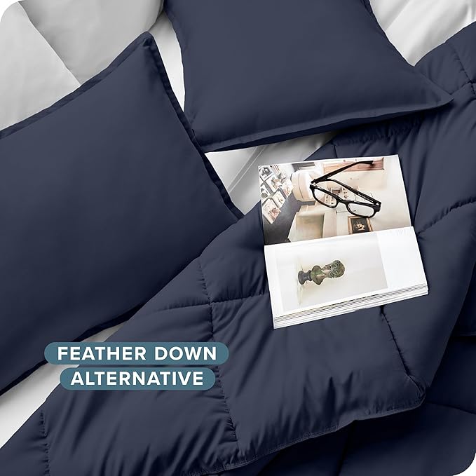 Bare Home Comforter Set - Oversized Queen Size - Ultra-Soft - Goose Down Alternative - Premium 1800 Series - All Season Warmth (Oversized Queen, Midnight Blue)