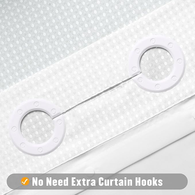 MitoVilla Teal Ombre Waffle Small Stall Shower Curtain 36 x 74, No Hooks Required Turquoise Half Size Narrow Fabric Cloth Shower Curtain Set with Snap-in Liner for Modern Bathroom Decor