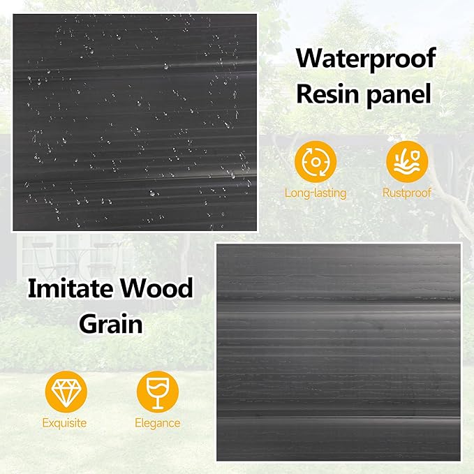 6*4.4 FT Resin Outdoor Storage Shed Plastic Shed with Floor, Reinforced Floor for Patio Furniture, Gardening Tools, Lawn Mower, Plastic Garden Shed with Lockable Door for Backyard (Charcoal)