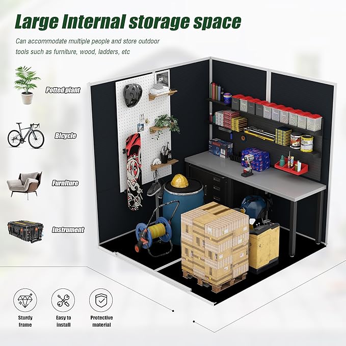 6' x 6' Resin Storage Shed Outdoor, PP Material & Strong Structure for All Weather, Plastic Garden Shed w/Window for Garden, Backyard, Poolside and Lawn, 15mm Thick PP Board - Dark Grey