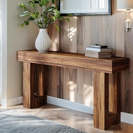 63-Inch Long Console Table, Wooden Rectangular Sofa Table Behind The Couch, Farmhouse Entryway Table for Entrance, Hallway (Rustic Brown)