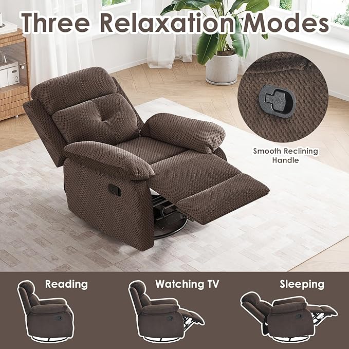 Small Rocker Swivel Recliner Chair for Adults Women for Small Spaces, Bedroom, Living Room