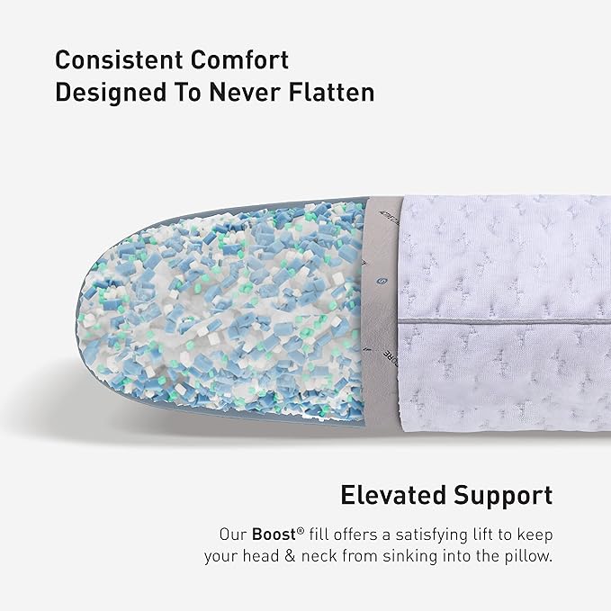 Bedgear Balance Cuddle Curve Performance Pillow - Size 0.0 - Moisture-Wicking Pillow for Side Sleepers - Medium Firmness Bed Pillow- Hypoallergenic, Washable Removable Cover - 20" W x 26" L x 4.75" H