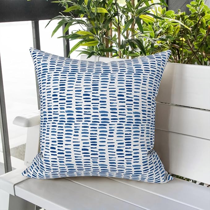 LVTXIII Outdoor Throw Pillow Covers 16 x 16 Inch, Covers ONLY Modern Cute Pattern Decorative Square Toss Pillow Case Pack of 2 for Home Patio Garden Sofa Bed Furniture, Pebble Blue