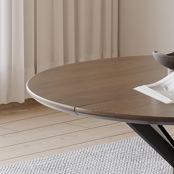 46.4" Round Dining Table Set with 4 Chairs, Modern Dining Set with Comfortable PU Leather Chairs, Sturdy MDF Table with X-Shaped Base, Easy Assembly, Ideal for Dining Room or Kitchen