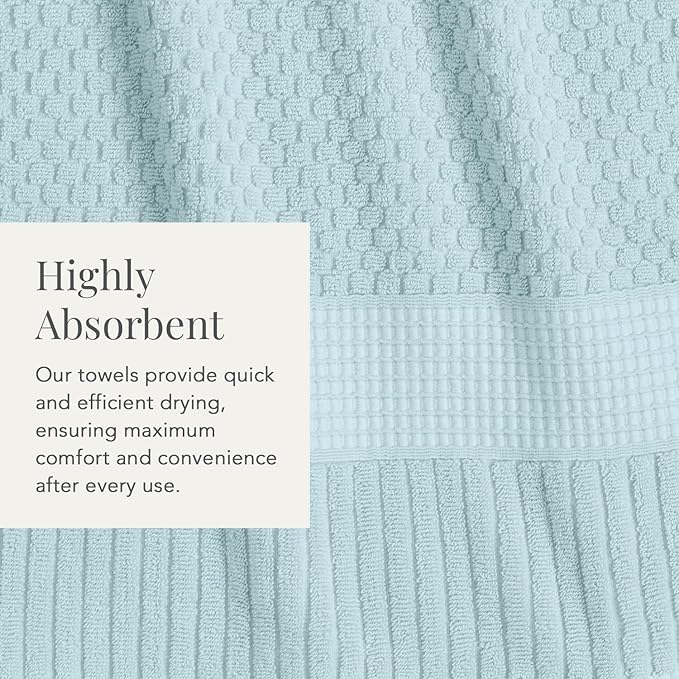 NY Loft 100% Cotton Hand Towel 6 Pack Hand Towel Set | Super Soft & Absorbent Quick-Dry Hand Towels 16" x 28" |Textured and Durable Cotton | Trinity Collection (6 Pack Hand Towel, Seafoam)