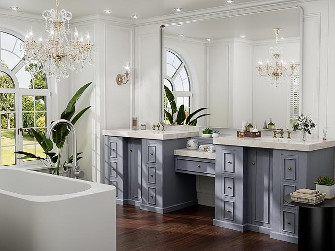 Hasipu 55×32 Inch Large Bathroom Mirror for Wall, Rectangular Silver Metal Frame Bathroom Mirrors, Modern Wall Mounted Vanity Mirror for Bathroom (Horizontal/Vertical)