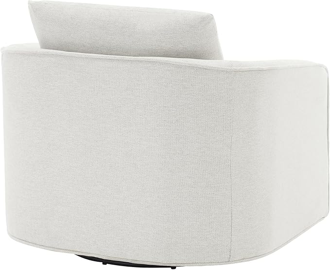 MINCETA Accent Chairs,Oversized 360 Swivel Armchair(Seat Area:25.6" D x 26.8" W),Modern Comfy Reading Chairs for Living Room with Metal Base,Performance Fabric in Off-White