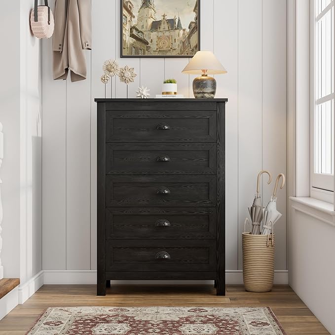 Wananlanen® Farmhouse Dresser for Bedroom, Antique Double Dresser & Chest of Drawer with Vintage Handle and Storage, Wooden Tall Rustic Organizer for Bedroom