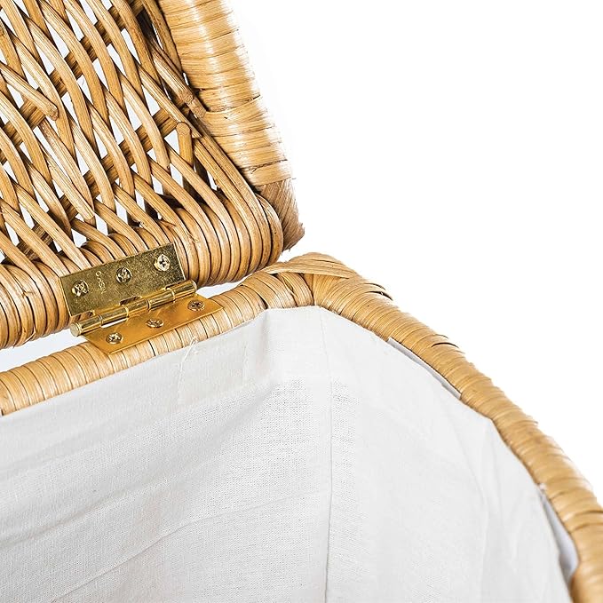 The Basket Lady Corner Wicker Laundry Hamper, 15 in L x 15 in W x 28 in H, Sandstone