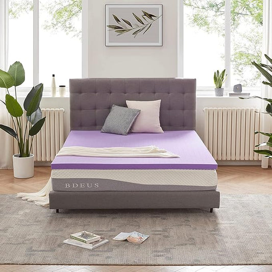 SINWEEK 1.5 Inch Gel Memory Foam Mattress Topper Ventilated Soft Pressure Relieve Mattress Pad, Breathable Bed Topper, CertiPUR-US Certified, Queen Size