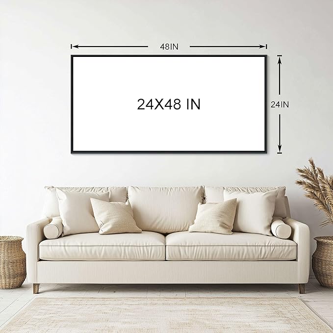 Large Canvas Flower Pictures Wall Art White Floral Modern Painting Wall Decor for Living Room Framed Artwork for Walls Bedroom Decoration Above Bed Size 24×48IN