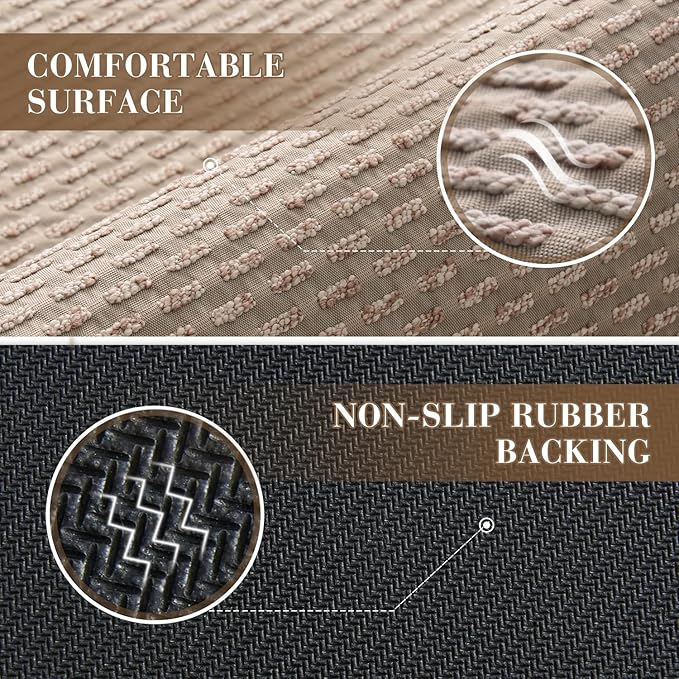 RESARE Non Slip Bath Mat - Machine Washable Bathroom Rugs, Super Absorbent Bath Mat Quick Dry Bathroom Mat, Bath Rugs Ultra Soft Rugs for Bathroom Floor, 20"x32" Beige