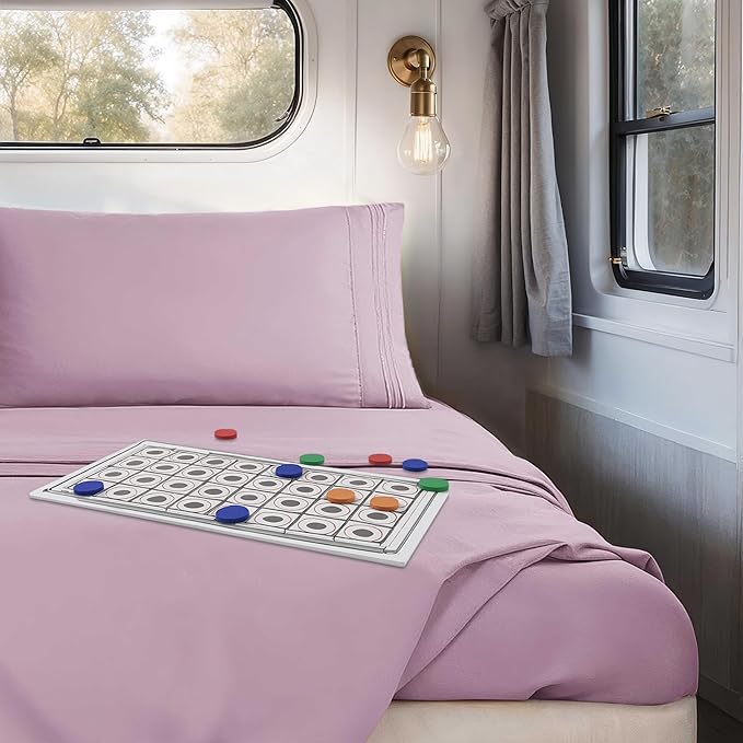 Clara Clark Bed Sheets, Premier 1800 Series 4 Piece RV Queen Sheet Set, Luxury Soft Sheets for RV Bunks, Short Queen - Dusty Purple