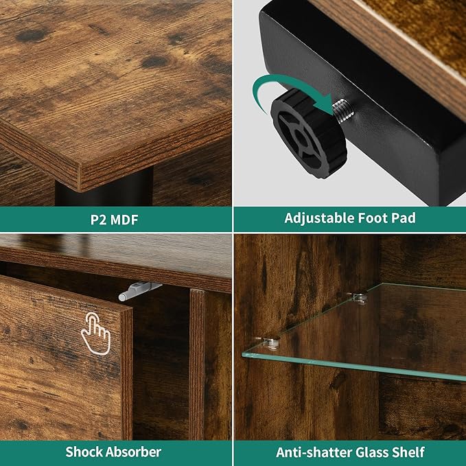 YITAHOME TV Stand with Adjustable Mount & Power Outlet, Entertainment Center with Storage, LED TV Stand for 70/65/60 Inch TVs, TV Cabinet with Storage, Media Console for Living Room, Rustic Brown