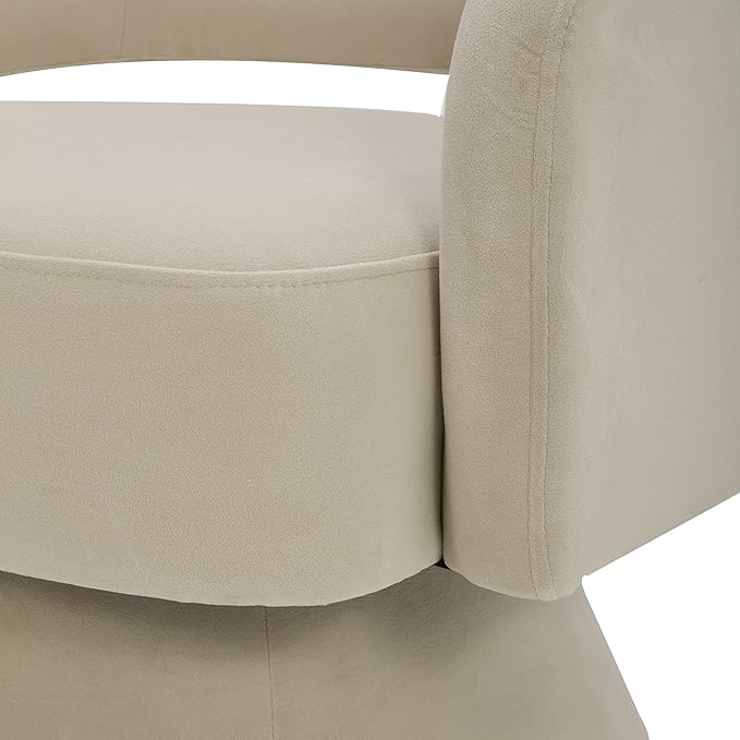 CHITA Swivel Accent Chair Armchair, FSC Certified Velvet Barrel Chair for Living Room Bedroom, Cream