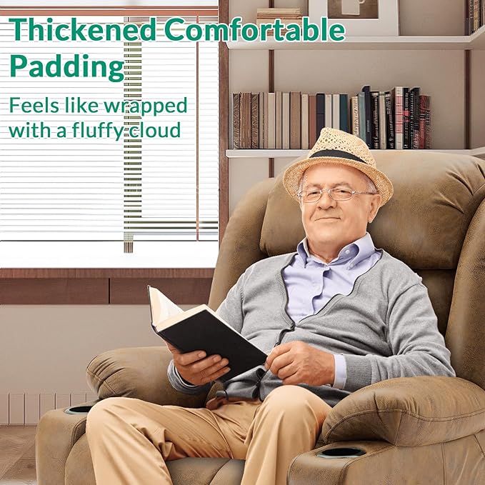 VIVIJASON Tall Man Large Dual Motor Power Lift Recliner Chair with Extended Footrest, Oversized Lay Flat Sleeper Electric Recliner W/Heat & Massage, Lumbar Pillow, USB & Type-C Ports, Brown