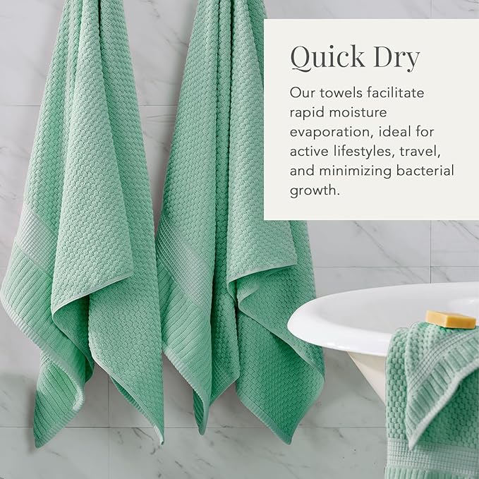 NY Loft 100% Cotton Hand Towel 6 Pack | Super Soft & Absorbent Quick-Dry Hand Towels 16" x 28" |Textured and Durable Cotton | Trinity Collection (6 Pack Hand Towel, Wasabi Green)