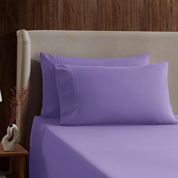 Nestl Short Queen Sheet Set - 1800 Ultra-Soft Microfiber - Double Brushed - Deep Pockets - Easy Fit - 4 Piece Set - Bed Sheets (Short Queen, Lavender)