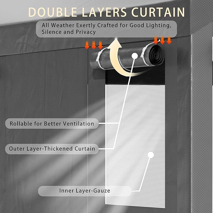 Walsunny Carport, 10x20 ft Heavy Duty Carport Canopy with Roll-up Windows, Portable Garage with Removable Sidewalls & Doors, Car Canopy with All-Season Tarp for Car, Truck, Boat