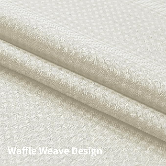 Colorful Star No Hook Shower Curtain with Snap in Fabric Liner, Waffle Weave Heavy Duty Thick Shower Curtains with Mesh Top Window, Hotel Style Waterproof Bathroom Curtain Set, 72 x 75 Inch, Ivory