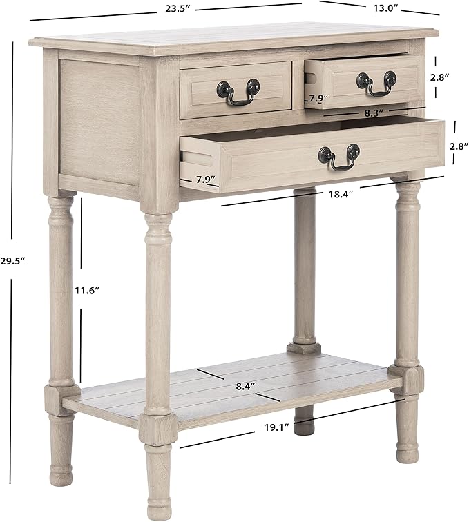 SAFAVIEH Home Collection Primrose Greige 3-Drawer Console Table