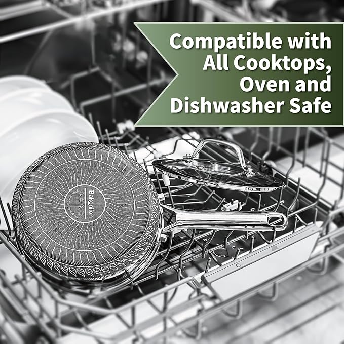 Hybrid Nonstick Saucepan Set of 2 with Lids 1.5 QT and 3 QT, Stainless Steel Honeycomb Pans with Side Pour Spouts,Compatible with All Cooktops,Dishwasher and Oven Safe