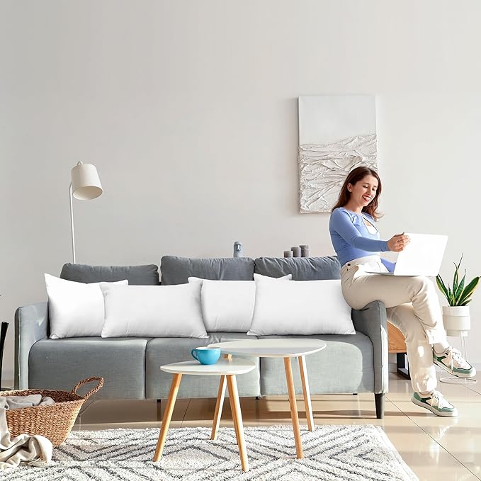 Utopia Bedding Throw Pillows (Set of 4, White), 14 x 22 Inches Pillows for Sofa, Bed and Couch Decorative Stuffer Pillow