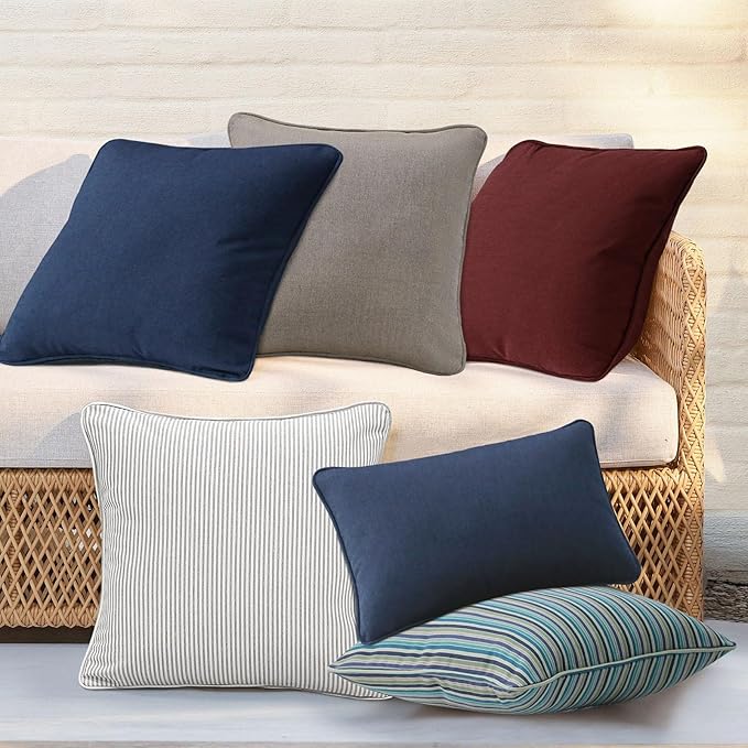 Sunbrella Decorative Outdoor Water Repellent Throw Pillows with Inserts, Set of 4, 18" x18" Pillows for Patio, Backyard, Bed, Couch, and Patio Furniture, Spectrum Ruby