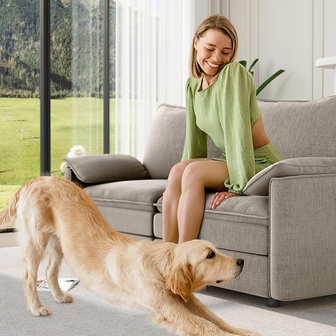 Vesgantti 74" Loveseat Sofa for Living Room, Comfy Cloud Couch Deep Seat Chenille Modern 2 Seater Small Sofa with Armrest Pillow, Easy Assembly for Small Spaces, Light Brown