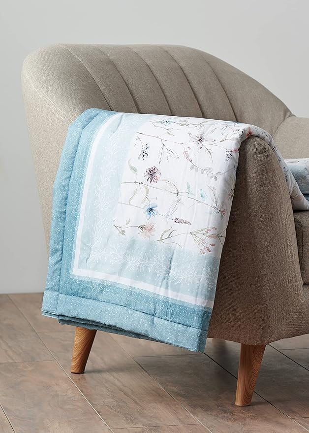 Maison d' Hermine Throw Blanket for Couch Lightweight Soft Warm Breathable Cotton Throw Blankets for Bed Girls Boys Women Men Gifts Sofa Travel Living Room Chair Bedding (50"x60", Ice Florals)