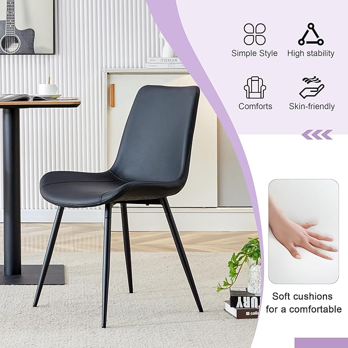 45 Inch Round Dining Table Set for 4, 5 Piece Kitchen Table and Chairs Set, Black Faux Marble Table Top, Small Space Dining Set for Apartment or Dining Room