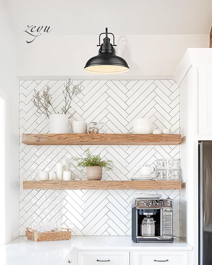 zeyu 11 Inch Modern Gooseneck Barn Light, 1-Light Wall Sconces, Industrial Wall Lantern for Porch, Kitchen, Black Finish, 016-1B BK