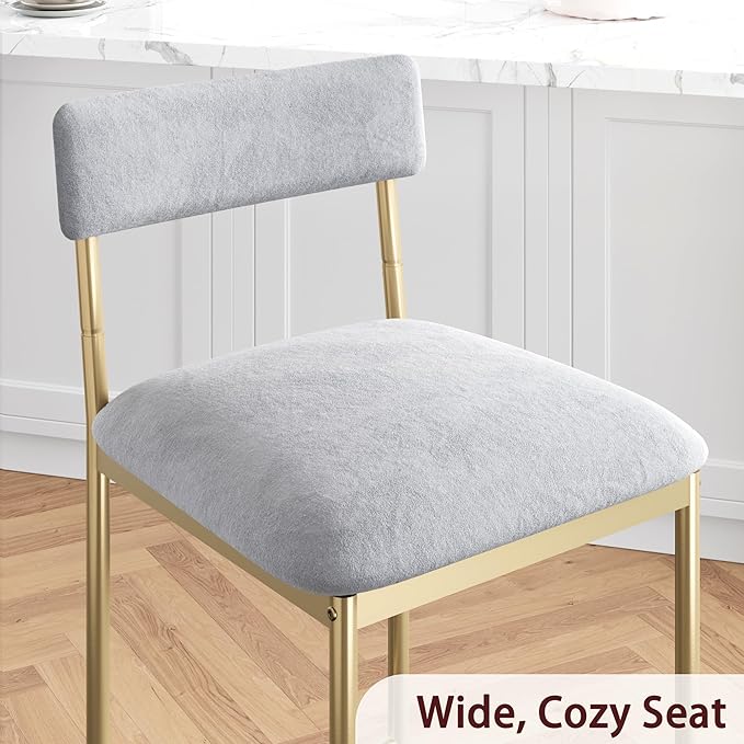 GAOMON Dining Table Set for 2, Kitchen Table and Upholstered Chairs for 2, 3 Piece Counter Height Bar Kitchen Table Set with 3 Storage Shelves for Small Space, Apartment, Velvet Gray and Gold White