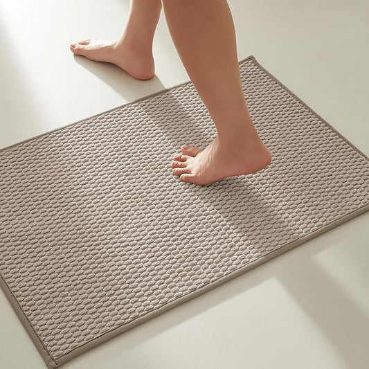 Bathroom Rugs Non Slip Washable, Super Absorbent Thin Bath Mat Small Quick Dry Low Pile Bathroom Rug, Beige 20"x30"