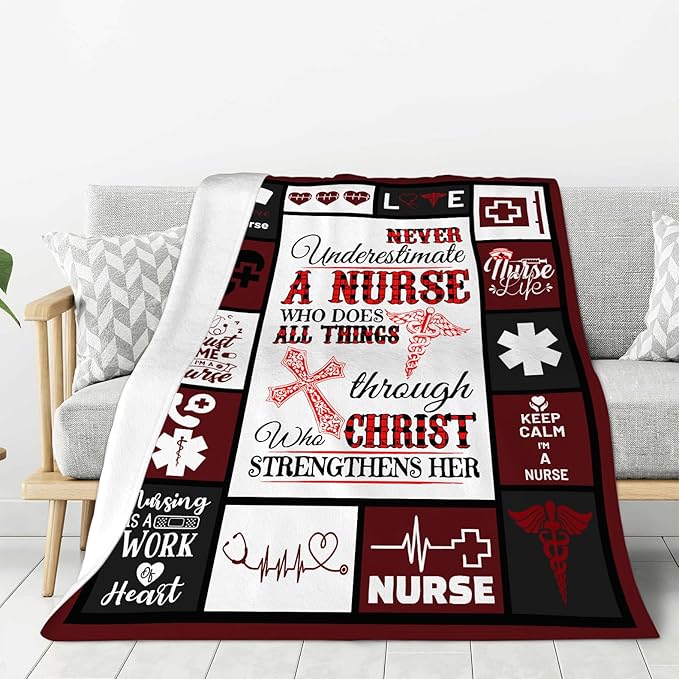 banonaty Nurse Gifts Nursing Throw Blanket Cozy Fleece Flannel Bedding LPN Rn Gifts for Women Female Girls Lover Adult Stuff Plush for Couch Sofa Bed Decor 40"X50"