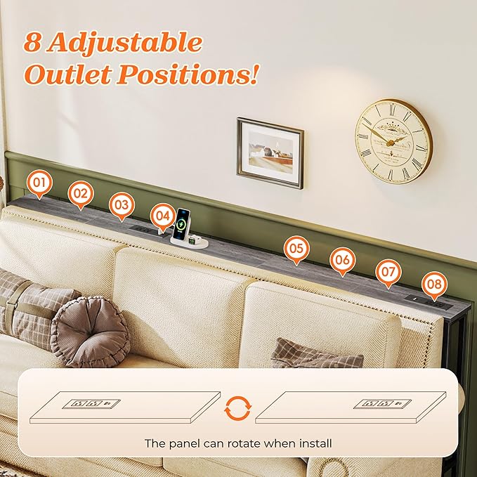 SUPERJARE 79 Inch Sofa Table with 2 Power Outlets and USB-C Ports, 5.9 Inch Narrow Console Table with Storage, Long Entryway Hallway Couch Table Behind Sofa, Small Spaces, Living Room, Grey