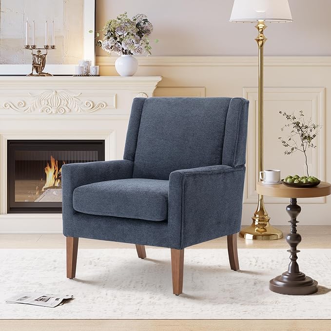 Accent Chairs for Living Room, Mid-Century Wooden Fabric Living Room Chairs, Arm Chair, Side Chairs for Living Room, Bedroom, Reading Nook