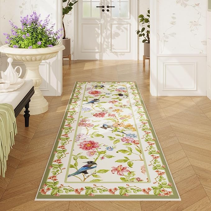 Door Mat Indoor Entrance 2x3 Rug Machine Washable Floral Bird Magpies Animal Small Area Rug Non-Slip Low Pile Throw Rugs for Entryway, Kitchen, Front Door Indoor Entrance, Entry, Kids Room